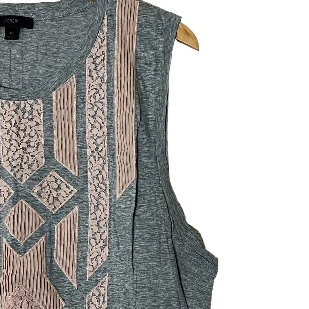 J. Crew | Gray appliqué cotton tank top size extra large